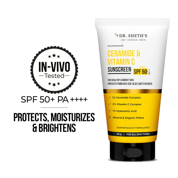 Ceramide & Vitamin C Sunscreen - 50 gm (In-Vivo Tested SPF 50+ PA++++)