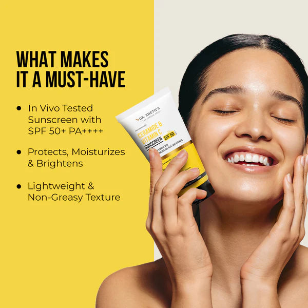 Ceramide & Vitamin C Sunscreen - 50 gm (In-Vivo Tested SPF 50+ PA++++)