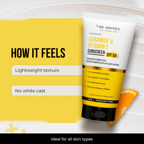 Ceramide & Vitamin C Sunscreen - 50 gm (In-Vivo Tested SPF 50+ PA++++)