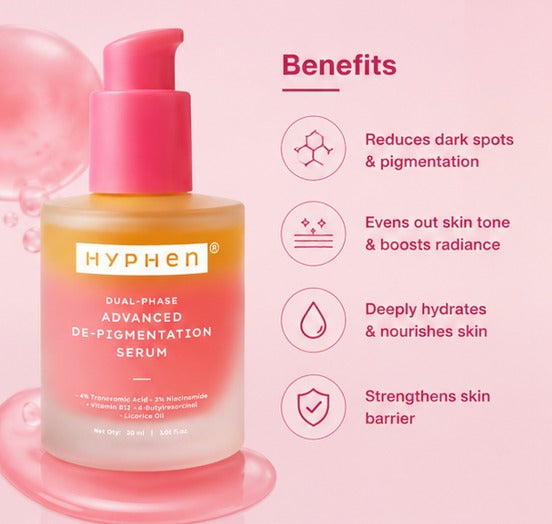 Dual phase de-pigmentation serum