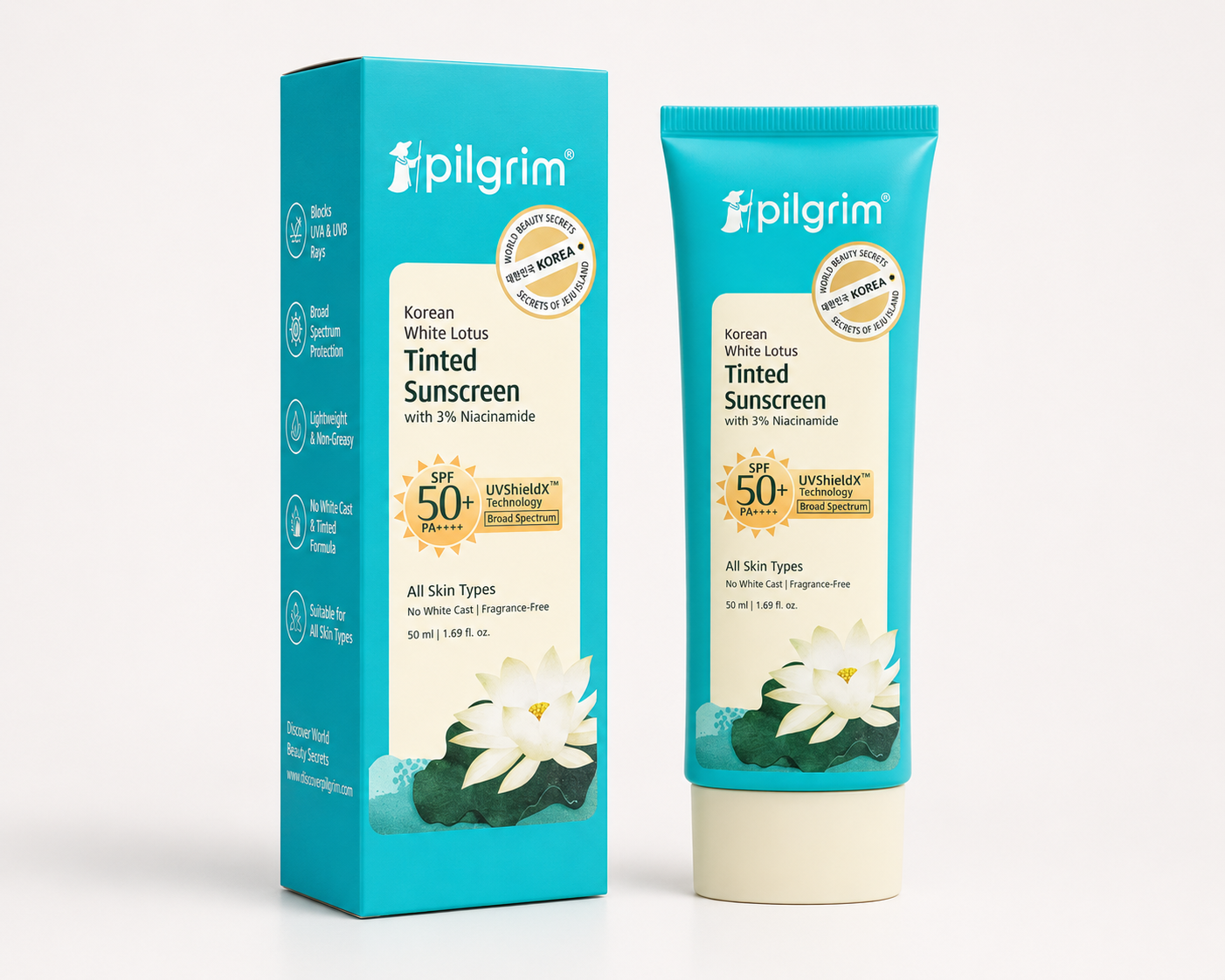 Korean White Lotus Tinted Sunscreen SPF 50+ PA++++