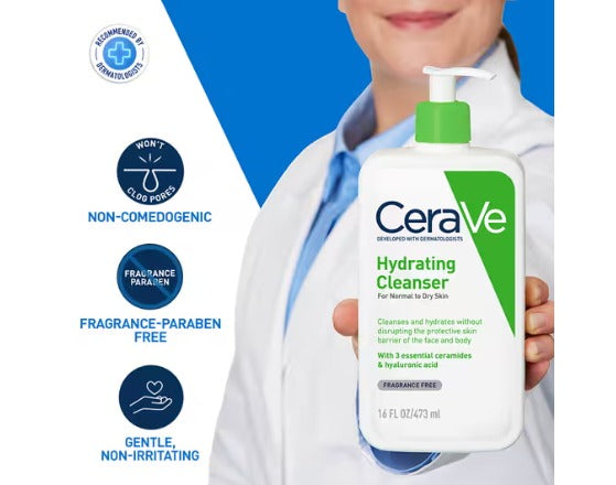 CeraVe Hydrating Cleanser Non-Foaming Face Wash for Dry Skin