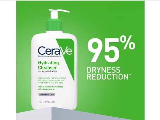 CeraVe Hydrating Cleanser Non-Foaming Face Wash for Dry Skin