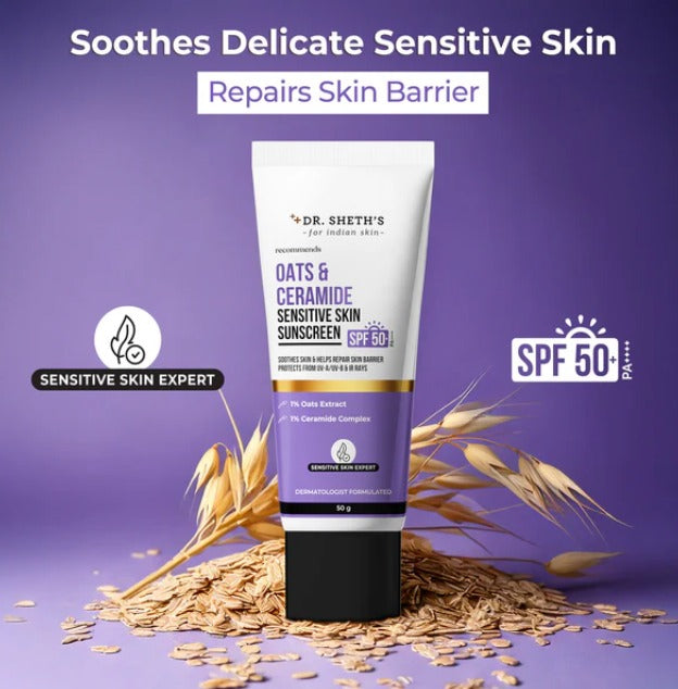 Oats & Ceramide Sunscreen for Sensitive Skin - 50 gm (SPF 50+ PA++++)