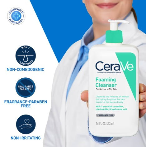 CeraVe Foaming Cleanser Face Wash For Oily Skin